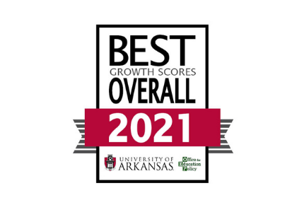 Best Growth Scores Overall 2021 with the University of Arkansas logo and Office for Education Policy logo